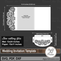 Rose flower wedding invitations DIY template