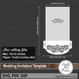 Pocket wedding invitation template rose flower SVG