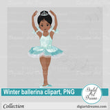 African American winter ballerina clipart